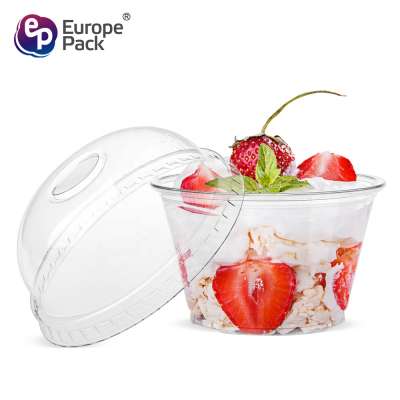 Food grade plastic packaging 120ml PET clear yogurt cup with dome lid