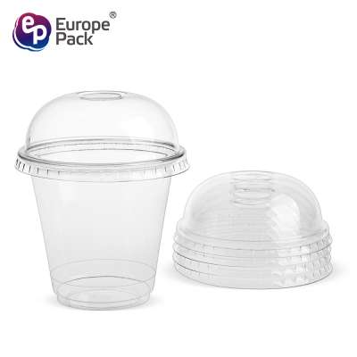 Eco friendly disposable dessert cup PET drinking cup with lid