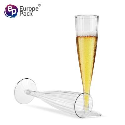 Hot selling disposable party clear cheap plastic red champagne flutes