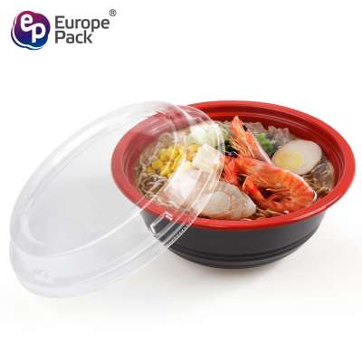 Food grade 550ml PP disposable take away plastic soup black packaging cup bowl with lid