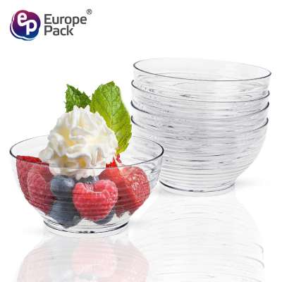 Wholesale high quality stripe design disposable transparent 90ml plastic dessert bowl